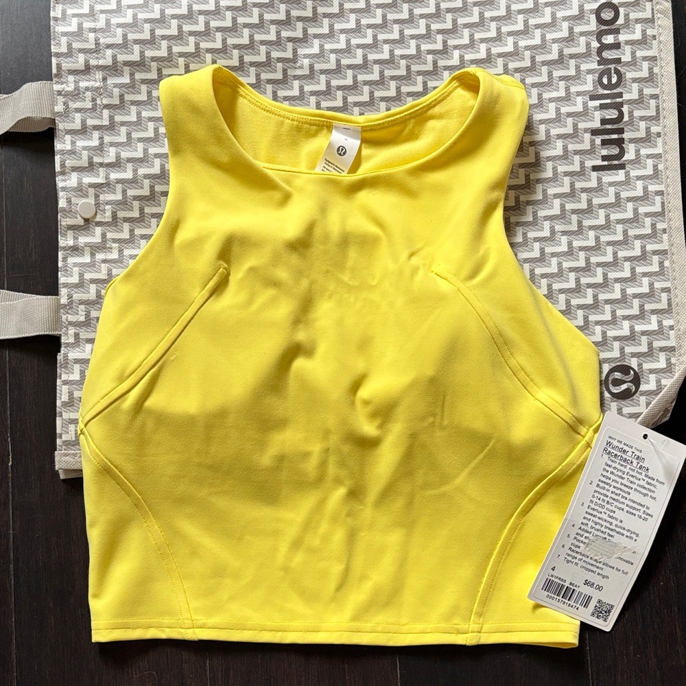 LULULEMON WUNDER TRAIN RACERBACK TANK IN BEAMING YELLOW SZ 4 NWT